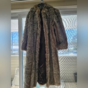 Elegant Brown Faux Fur Coat